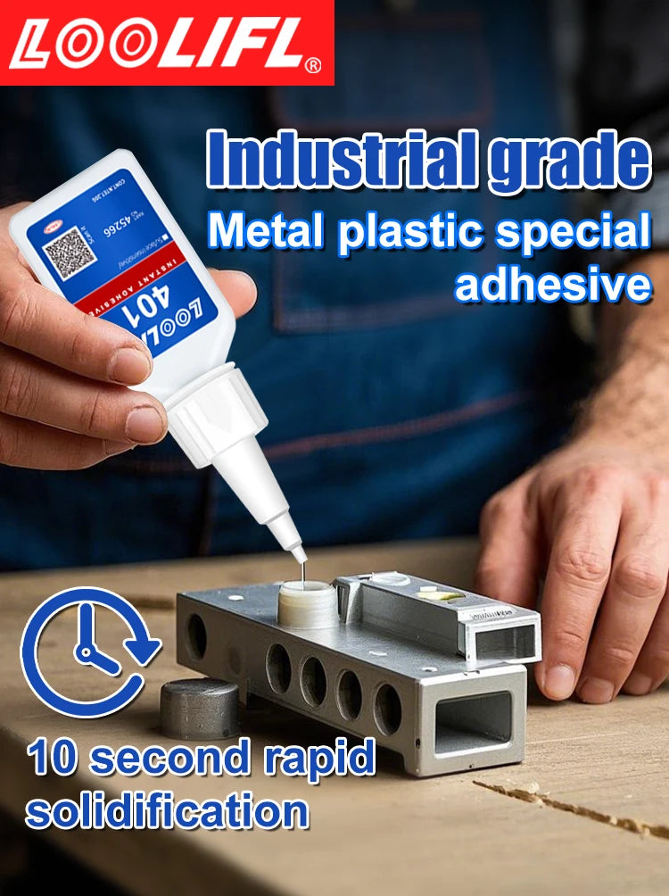 Brand-new upgraded 401 super cyanoacrylate glue, instant drying in 5 seconds, waterproof, stable and versatile bonding tool.