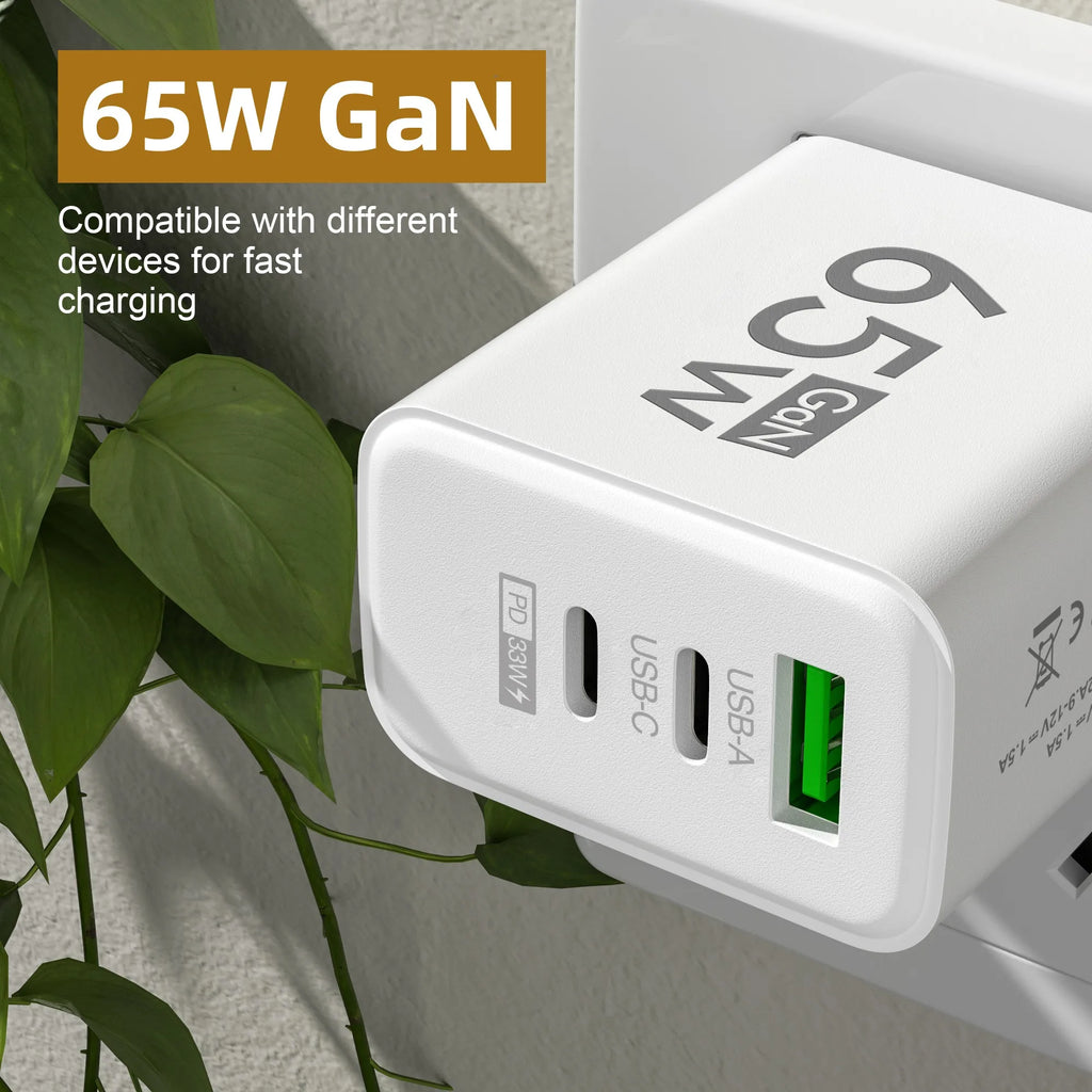 PD 65W Fast Charging Charger USB Mobile Phone Power Adapter For Samsung Huawei Xiaomi iPhone Honor Type C Quick Charge Charger