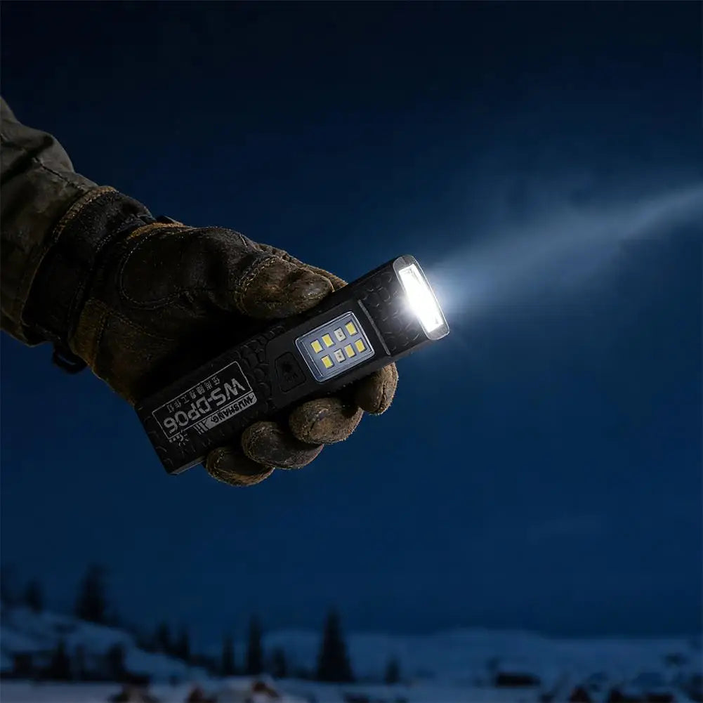 Outdoor COB LED Flashlight 650Lm Portable Mini Pocket Torch Magnetic Work Light with 7 Lighting Modes
