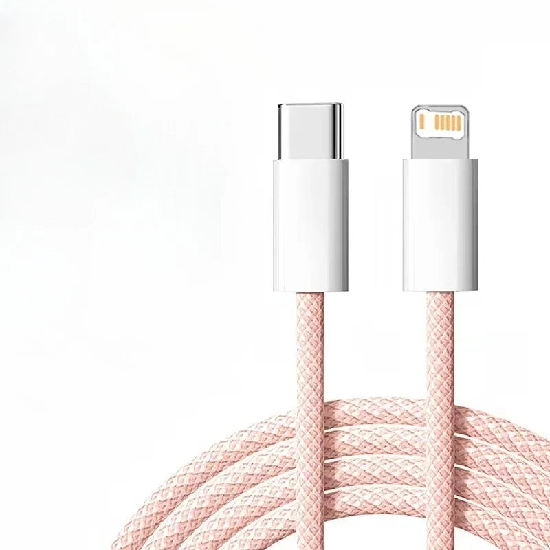 Braided 35W Fast Charge PD Cable For iPhone 13 14 Pro Max 11 12 mini X XR XS Max 7 8 Plus Quick Charging USB-C Data Cables 1m 2m