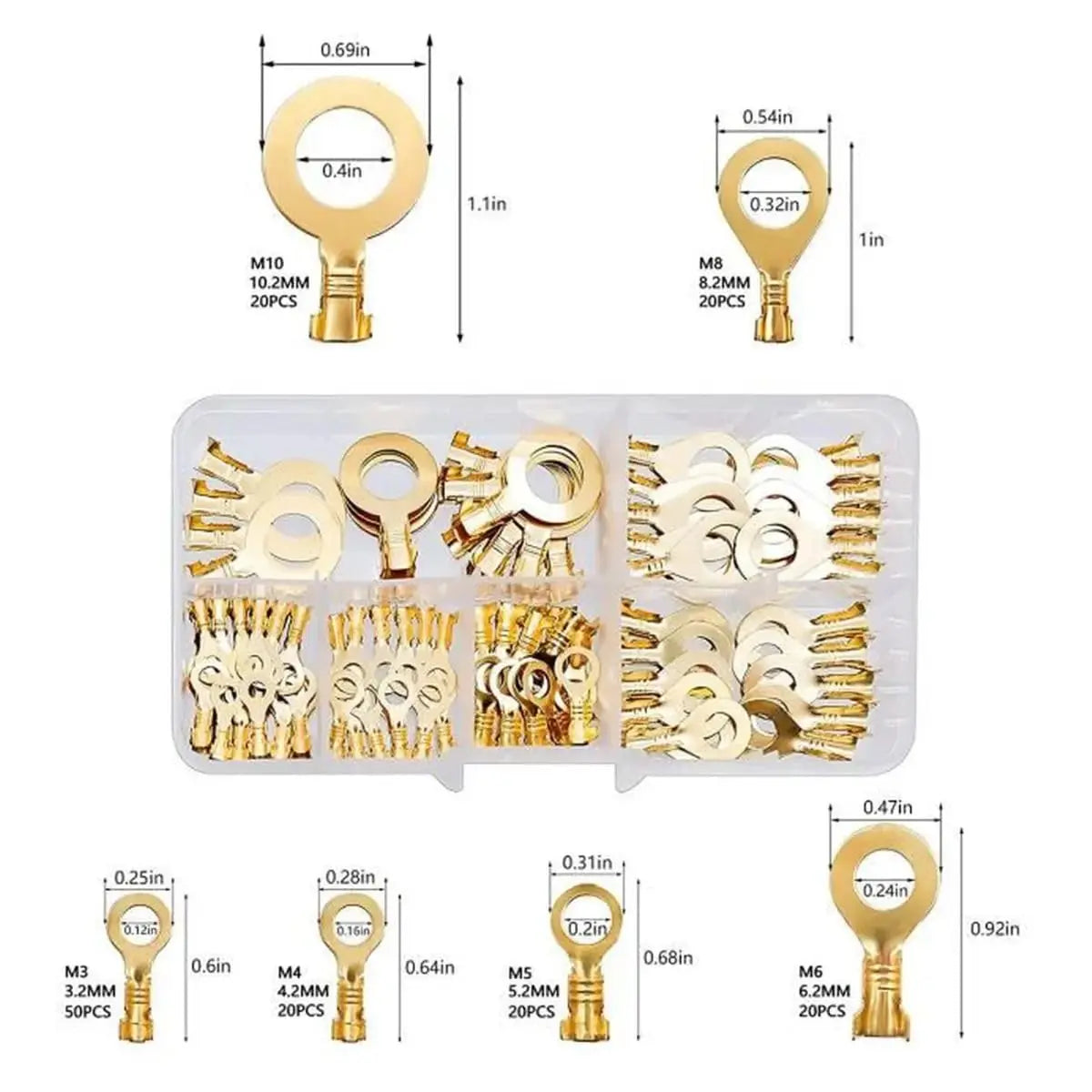 150pcs/set Round Terminal Block DJ431 O-type Lugs Terminals Cold-Pressed Connector Copper Tab Wiring Nose Combination Set New