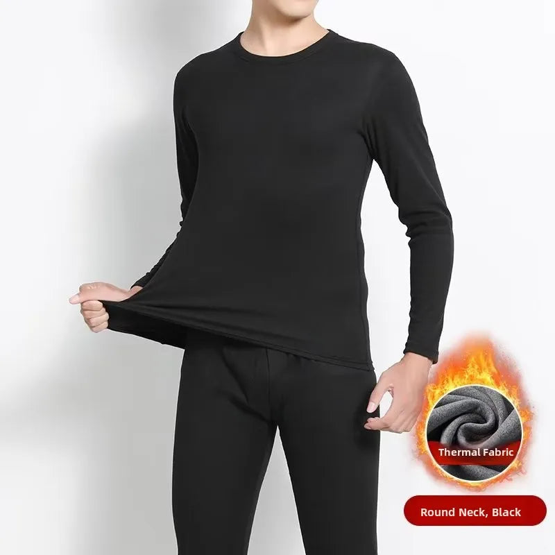 Thickened Fleece Men's Thermal Underwear Set Warm Winter Clothes Anti-Cold Youth plus Size Long Sleeve Pants for Autumn And W...