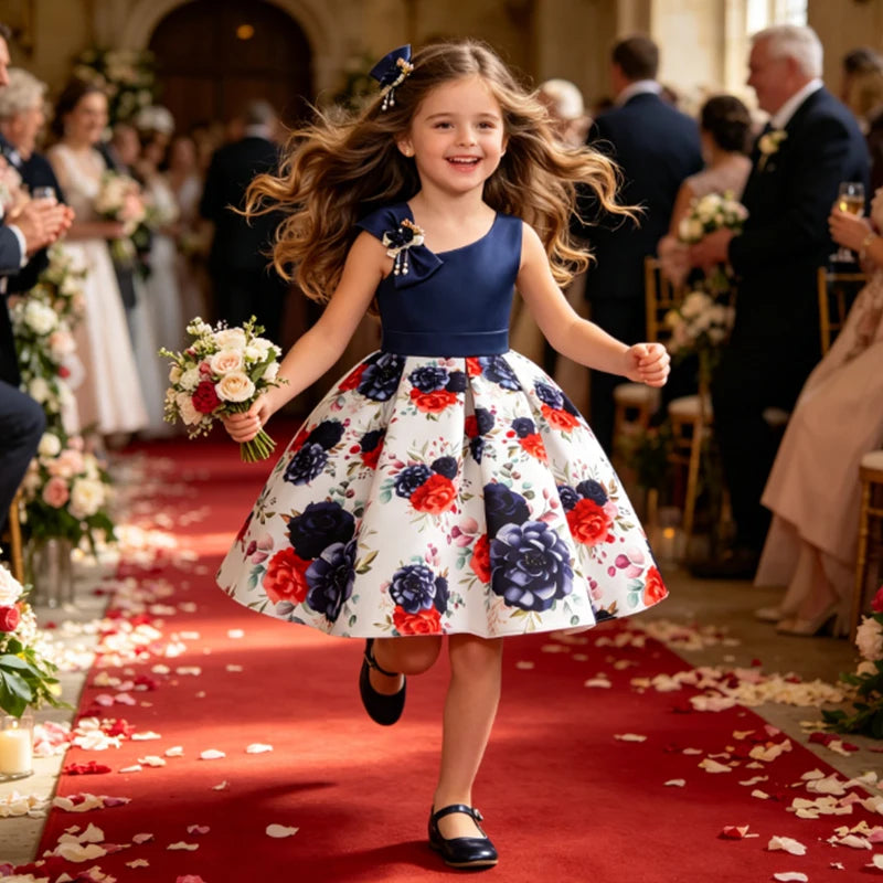 Big Bow Flower Girls Wedding Dresses For Girls Baby Children Dress Evening Party Tutu Princess Dress For Kids 3 5 10 Years