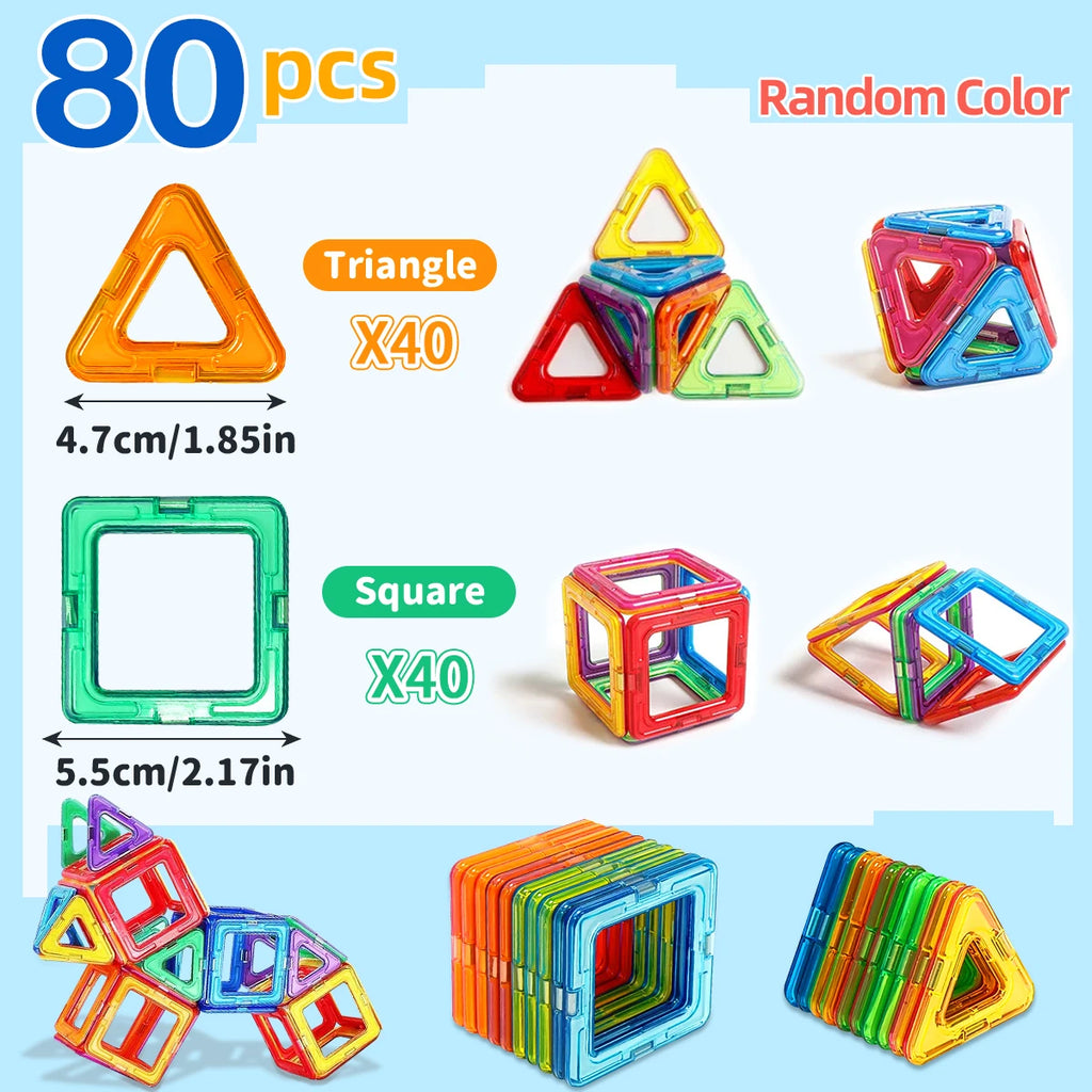 Medium Size Magnetic Block Building Toy Set，Creative Construction STEM Toy,Back-to-School Season, Birthday Gift
