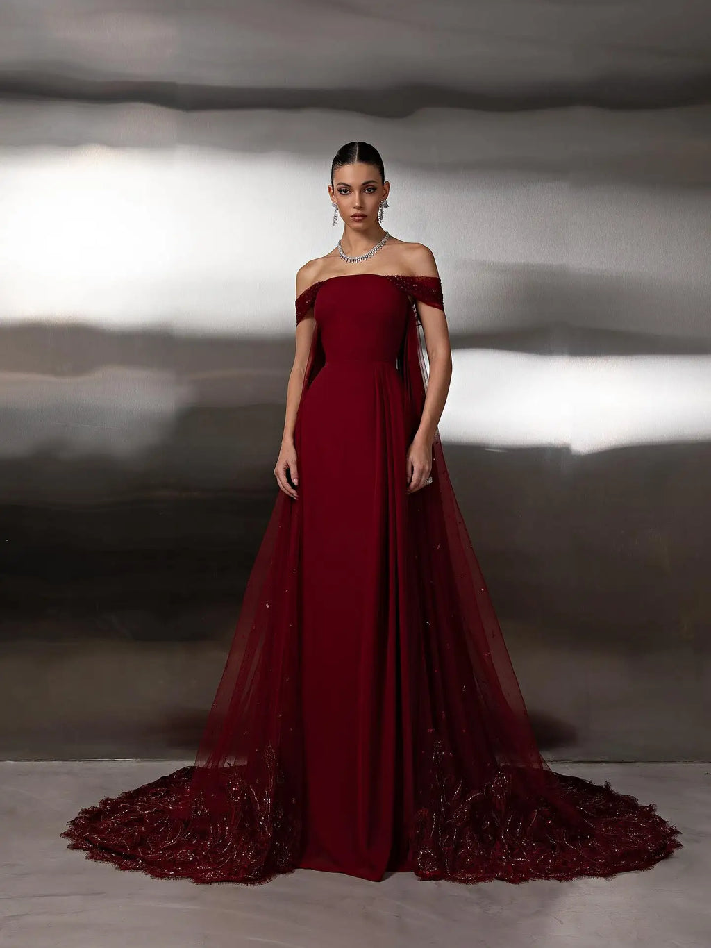 LORIE Luxury Red Party Dresses Sequined Off The Shoulder Evening Prom Dress Pleat Floor Length Prom Gown Customized
