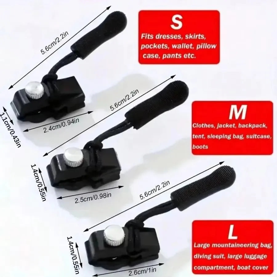 3-60Pcs Universal Zipper Repair Kit Quick Instant Detachable Zipper Head Replacement Zipper Slider Pull Jacket Bags Coat DIY Sew