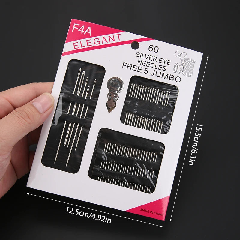 Stainless Steel Big Eye Hand Sewing Needles Set with Different Sizes for Sewing Needlework Embroidery Needles