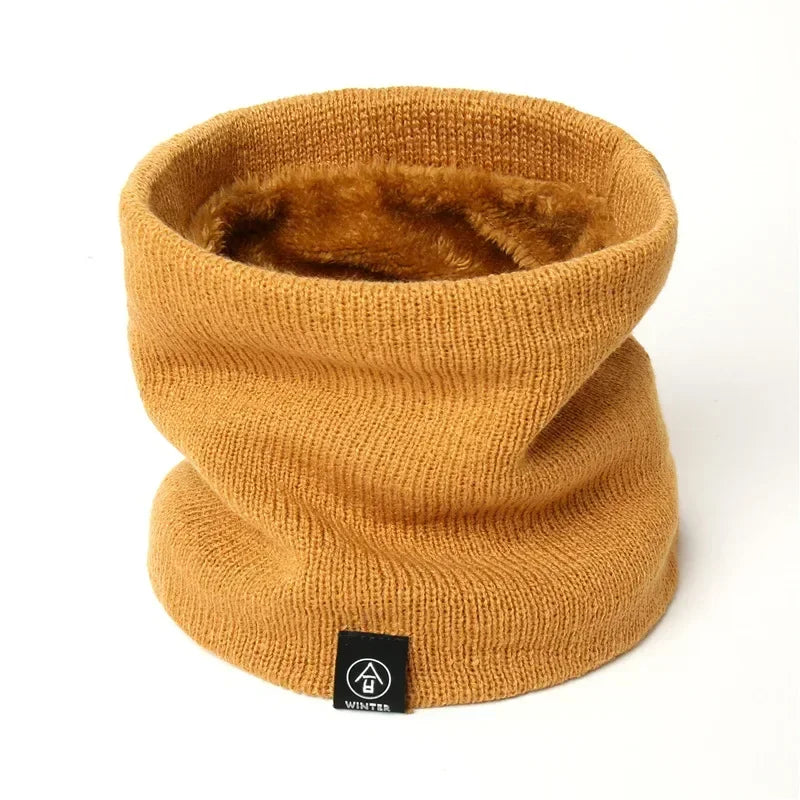 Warm Winter Ring Scarf Women Men Unisex Solid Plus Velvet Knitted Full Face Mask Snood Neck Scarves Bufanda Thick Muffler 2030
