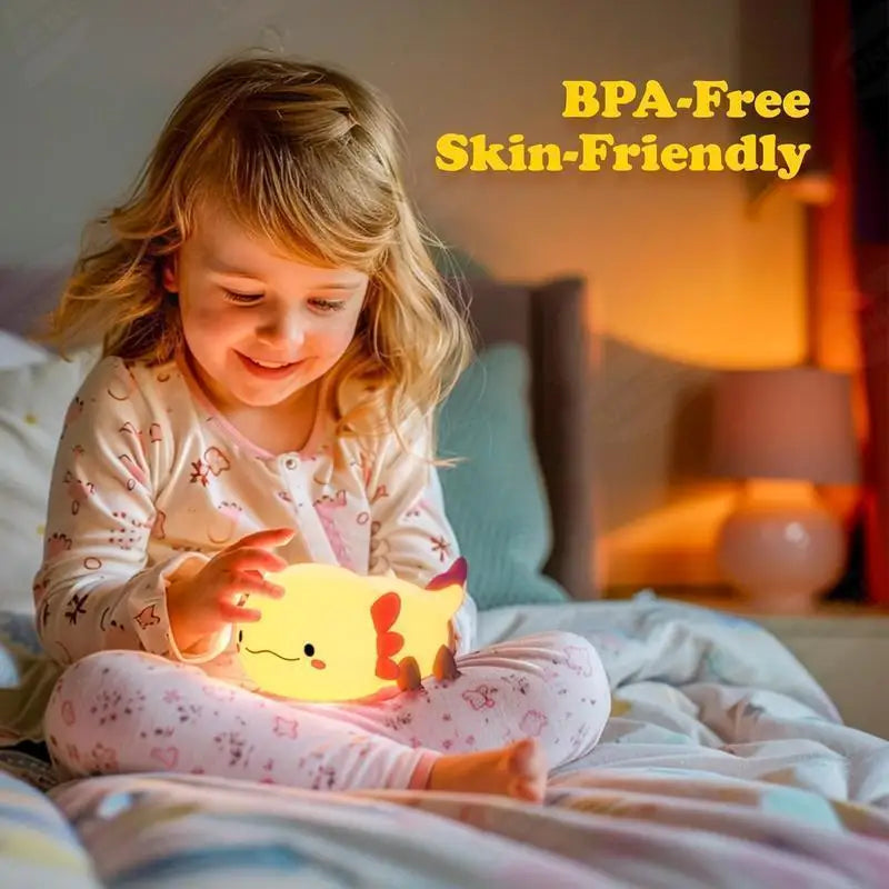 【FreeShip】Cute Axolotl LED Night Light,Dinosaur lamp,Squishy USB & Mobile Touch Lights,Night Bedroom Lamp