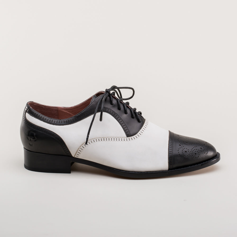 Dandy Men's Vintage Cap Toe Oxfords (Black/White)