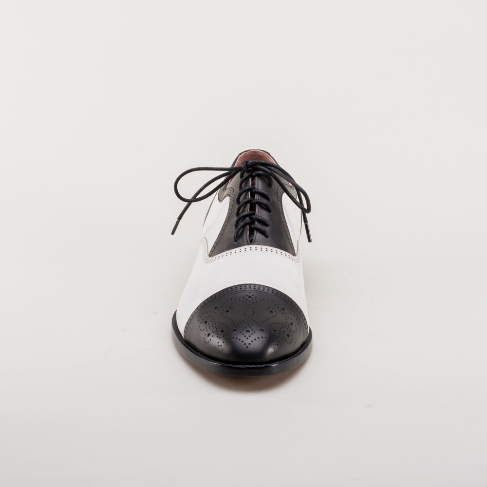Dandy Men's Vintage Cap Toe Oxfords (Black/White)