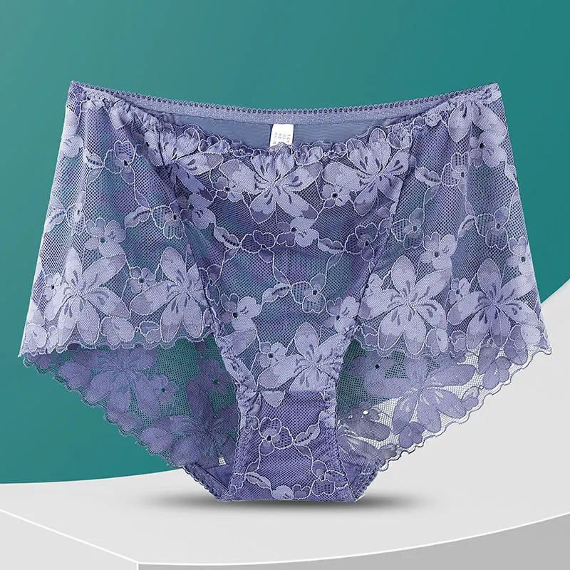 Sexy lingerie for women underwear cutout lace  floral panties Plus size ropa mujer high waist sheer mesh  interior femenina