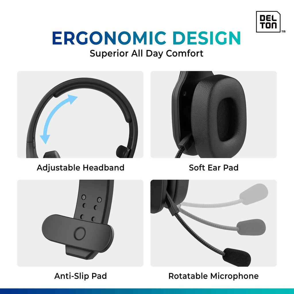 Delton Professional Wireless Computer Headset with Mic