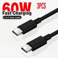 USB C Cable to USB C Fabric 60W PD Fast Charging Charger Cable Supports for iPhone 16 15 Samsung Xiaomi Huawei Fast Charging