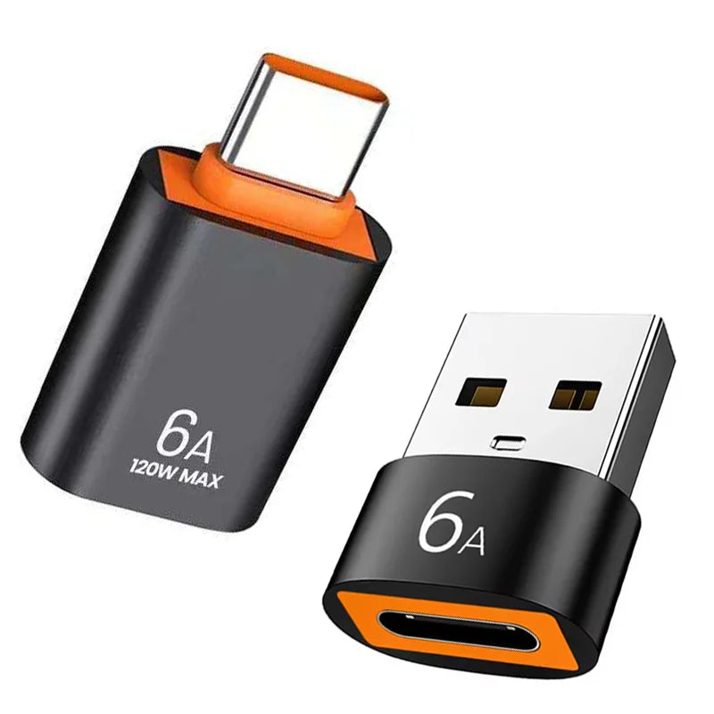 6A USB To Type C OTG Adapter 120W USB-C Male To Type-c Female Charger Converter for Macbook Samsung Data Transfer 1pc 2pcs