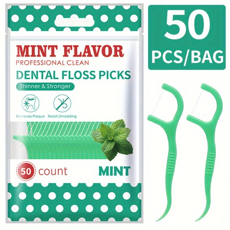 450pcs Mint Flavored Adult Dental Floss Picks Ultra-Fine Flossing Sticks Portable Toothpick Thread for Home And Travel Dental