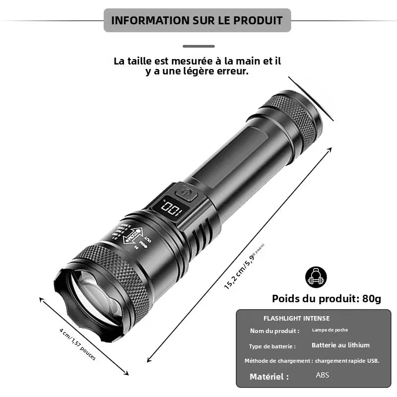 2000LM Ultra Bright P50 LED Flashlight Tactical EDC Emergency Spotlight Telescopic ZoomHandheld Torch  w/ 14500/18650 Battery