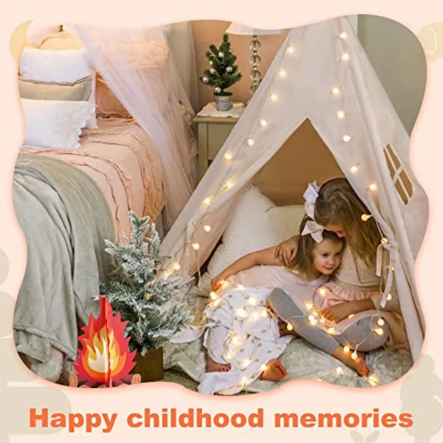 Tiny Land Teepee Tent for with Star Lights, Foldable Play Tent for Girls and Boys, Washable Indoor Toddler Tent, Cozy Warm Read