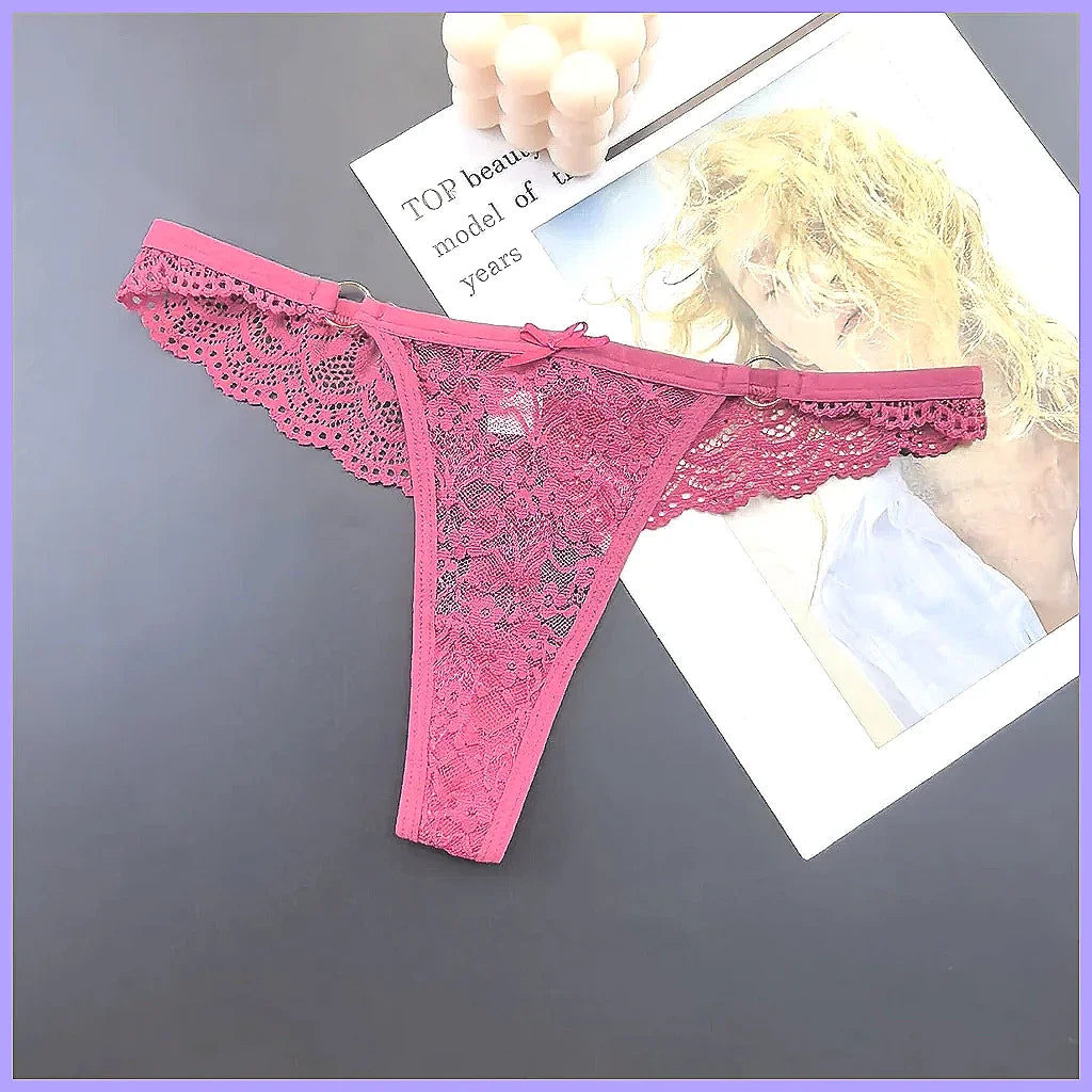 4Pcs Sexy Lace Thong Panties Women Low Rise Transparent Lingerie Set Plus Size
