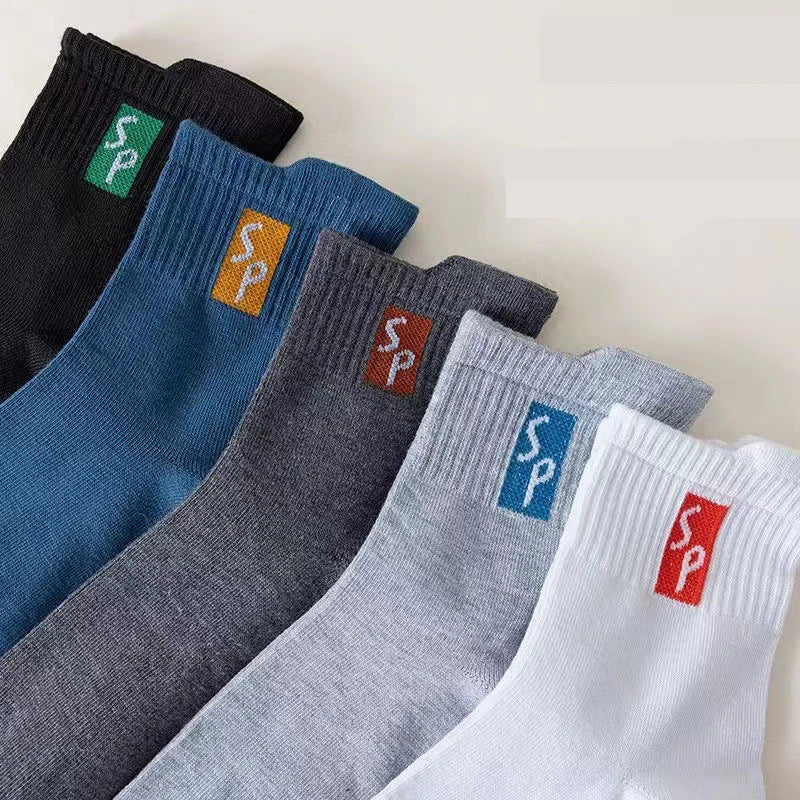 New 5Pair Men's Sports Socks Cotton High Quality Casual Business Walk Socks Spring Autumn Fashion For Men Size EU38-45