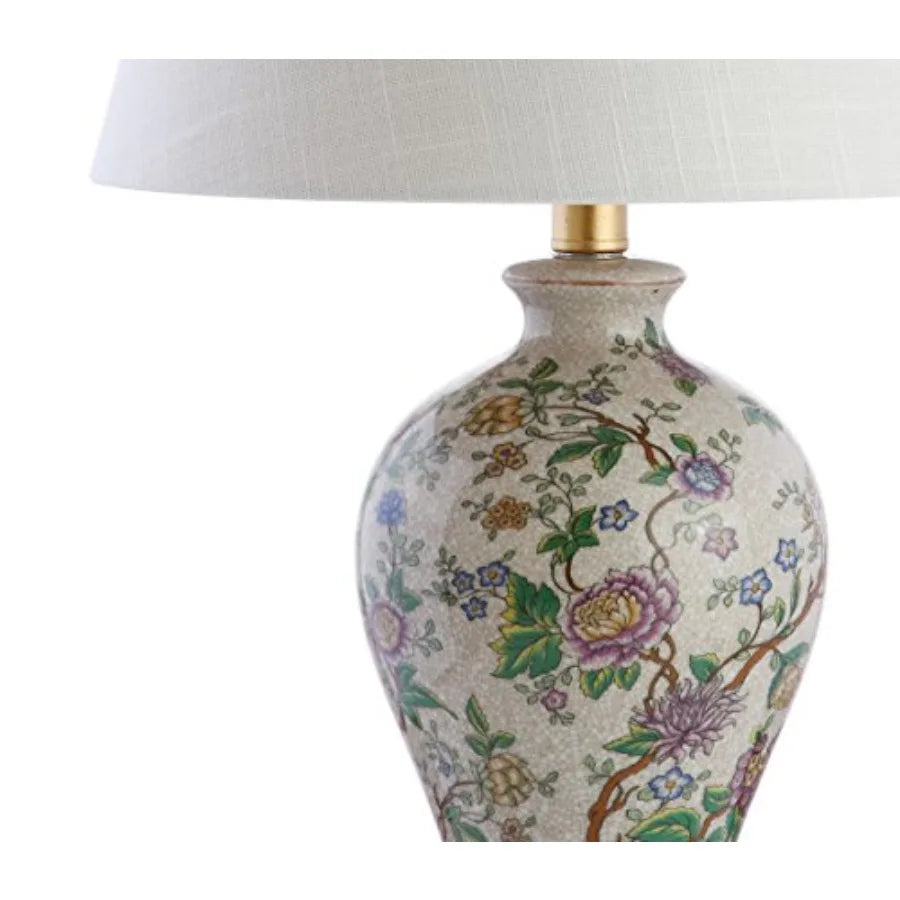 JYL3009A Grace 24" Floral LED Table Lamp Classic Cottage Bedside Desk Nightstand Lamp for Bedroom Living Room Office College Bo