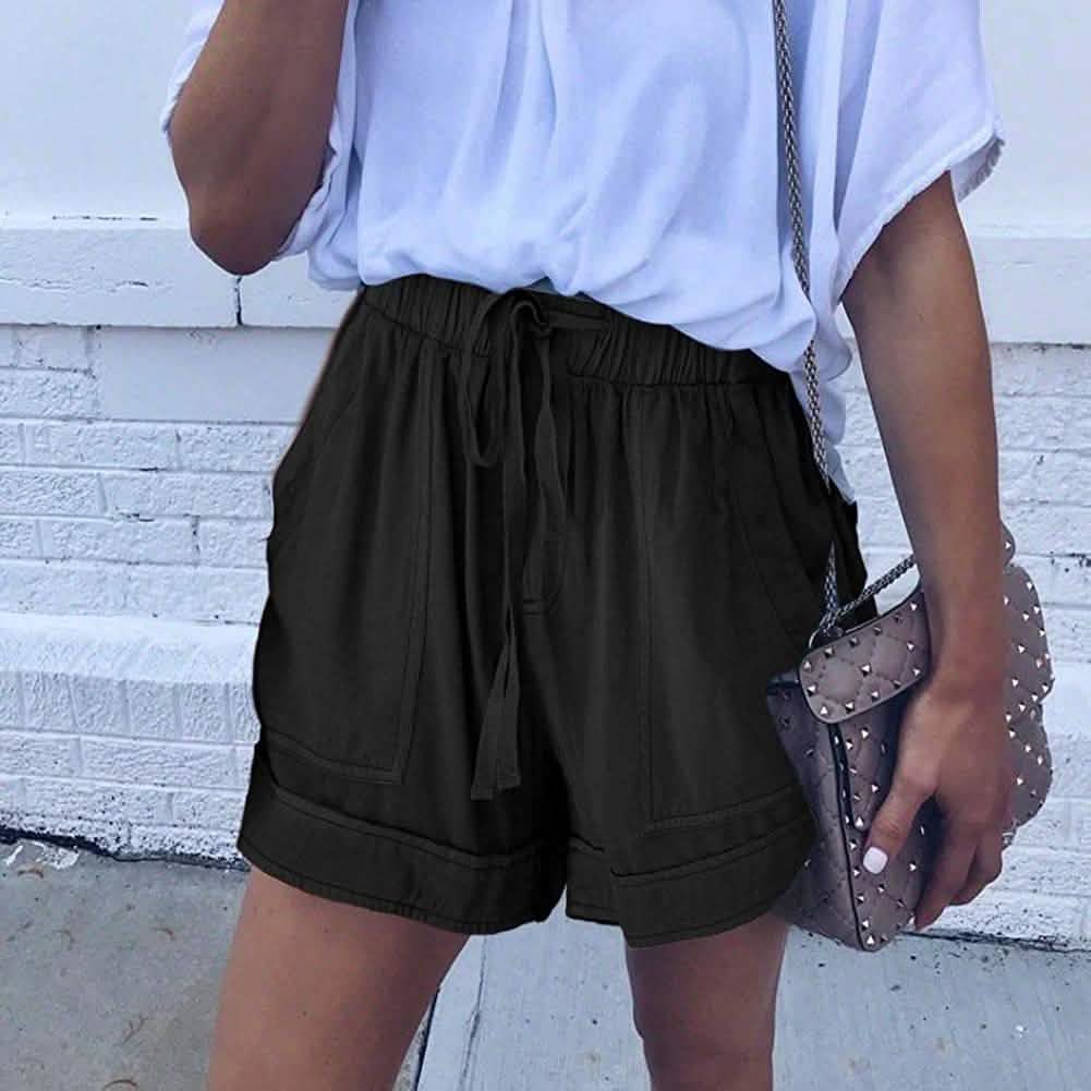 Elapsy Womens Casual Drawstring Elastic Waist Summer Shorts with Pockets