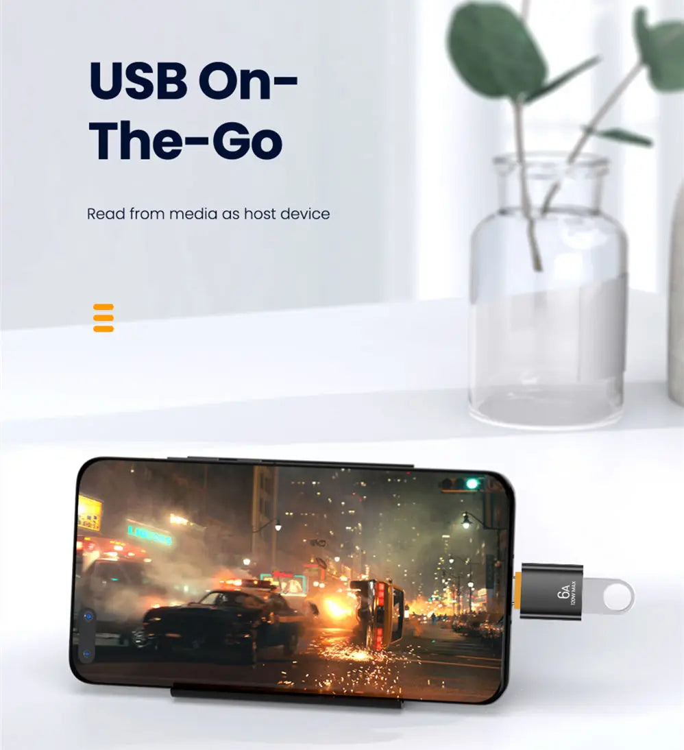 6A USB To Type C OTG Adapter 120W USB-C Male To Type-c Female Charger Converter for Macbook Samsung Data Transfer 1pc 2pcs