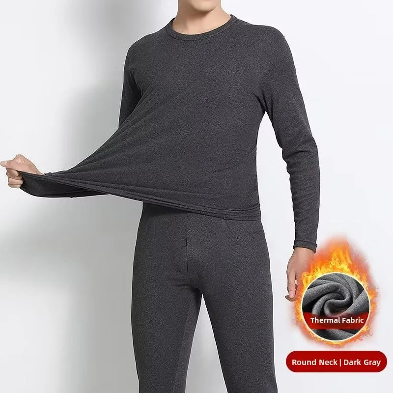 Thickened Fleece Men's Thermal Underwear Set Warm Winter Clothes Anti-Cold Youth plus Size Long Sleeve Pants for Autumn And W...