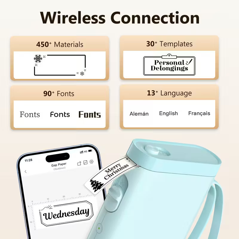 P21 Wireless Thermal Label Maker – Portable USB Printer with Paper Roll, Rechargeable & Ink-Free