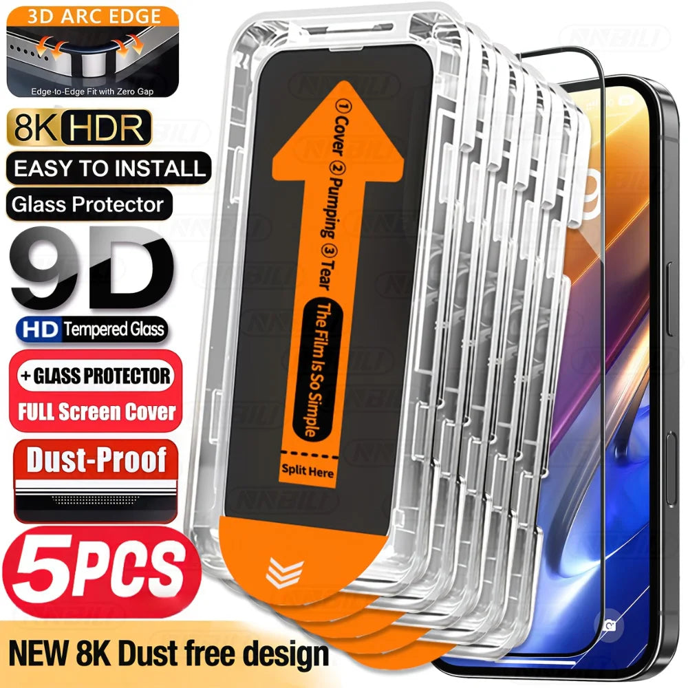 NNBILI 5Pcs Oleophobic Coating Dust Free Easy Installation Screen Protector For iPhone 17 Pro Max 16 15 14 13 12 11 Pro Series