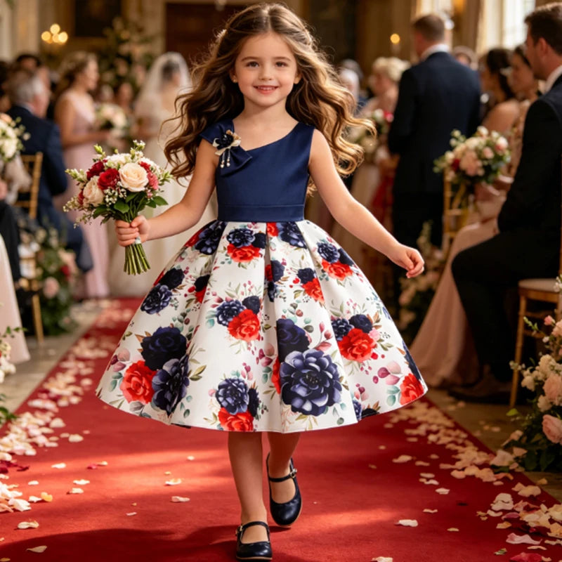 Big Bow Flower Girls Wedding Dresses For Girls Baby Children Dress Evening Party Tutu Princess Dress For Kids 3 5 10 Years