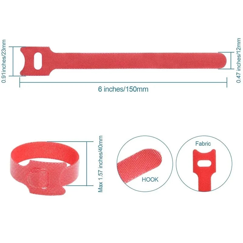 10/30/50pcs Multi-Purpose Fastener Cable Straps Tape Cable Ties Reusable Hook Loop Strips Wire Ties Cables Organizer Cord Wraps