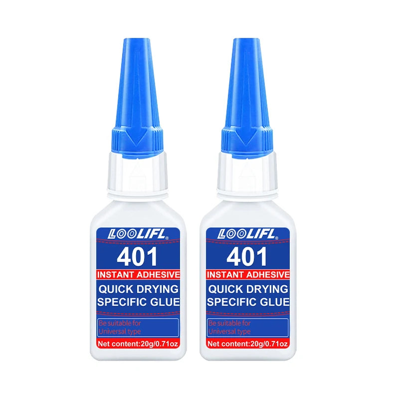 Brand-new upgraded 401 super cyanoacrylate glue, instant drying in 5 seconds, waterproof, stable and versatile bonding tool.