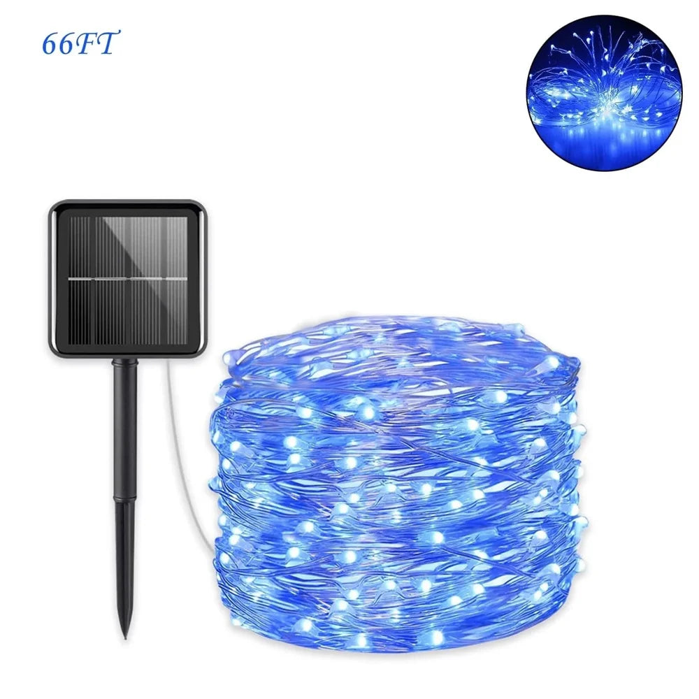 1pc 50/100/200/300LED Solar Fairy Lights Outdoor,8 Modes Copper Wire LED Light String,Holiday Party Garden Decoration Light