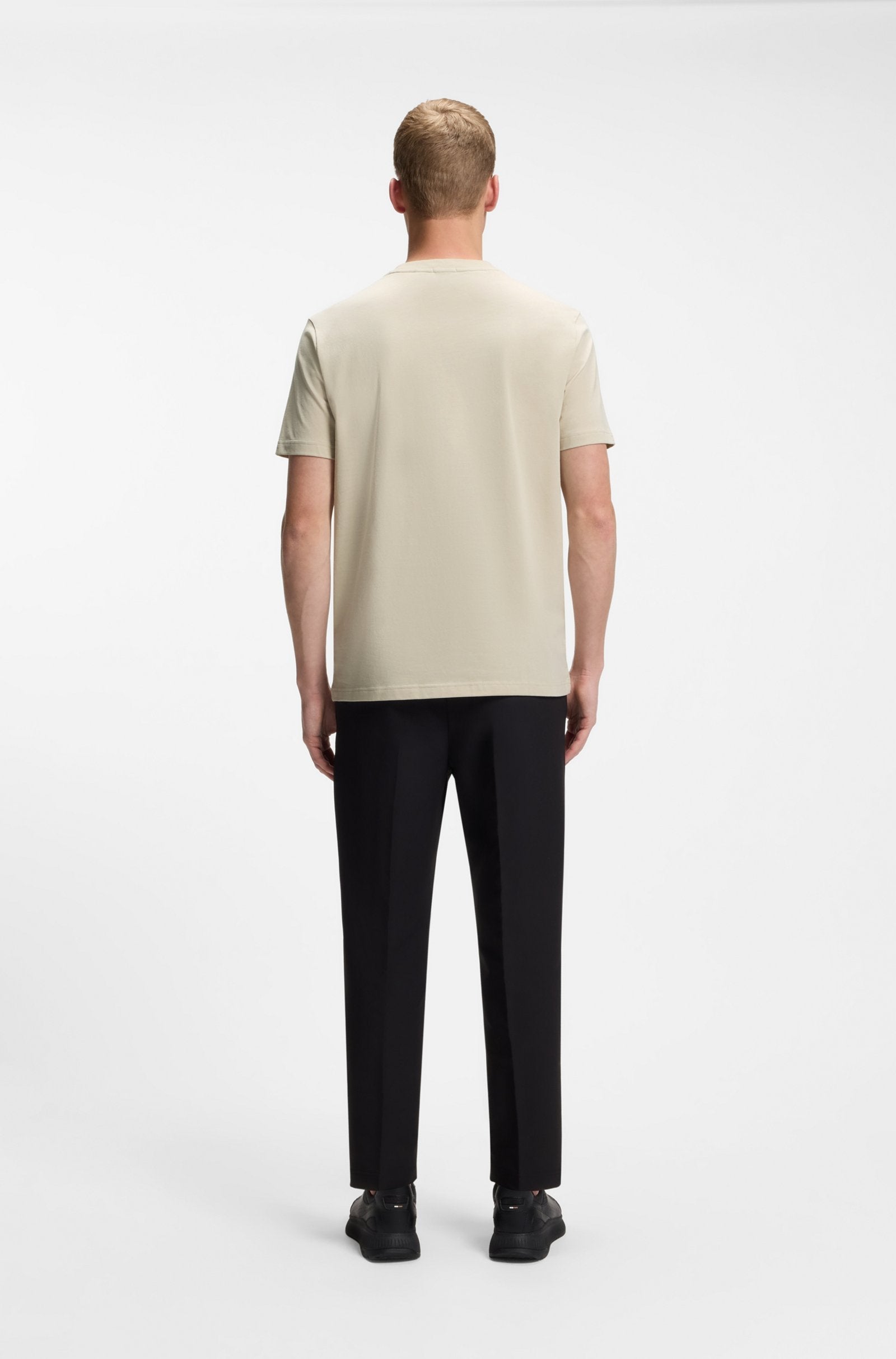 Boss Green Contrast Logo Tee - Beige