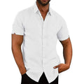 Mens Button Down Short Sleeve Linen Shirts