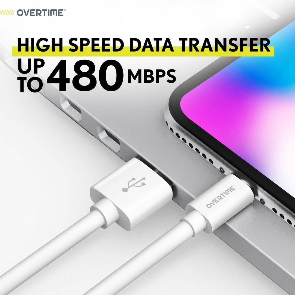 Overtime Apple MFI Certified Lightning to USB Cable, iPhone Charger and Sync Cable 4Ft White